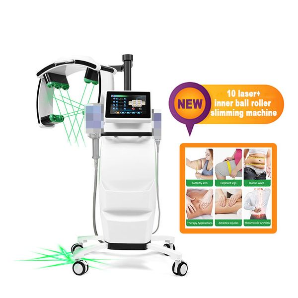 2 In1 10D Emerald Laser Inner Ball Roller Body Sculpt Máquina de emagrecimento 10D Lipo Laser 532nm Laser Luz verde para remoção de gordura Redução de celulite