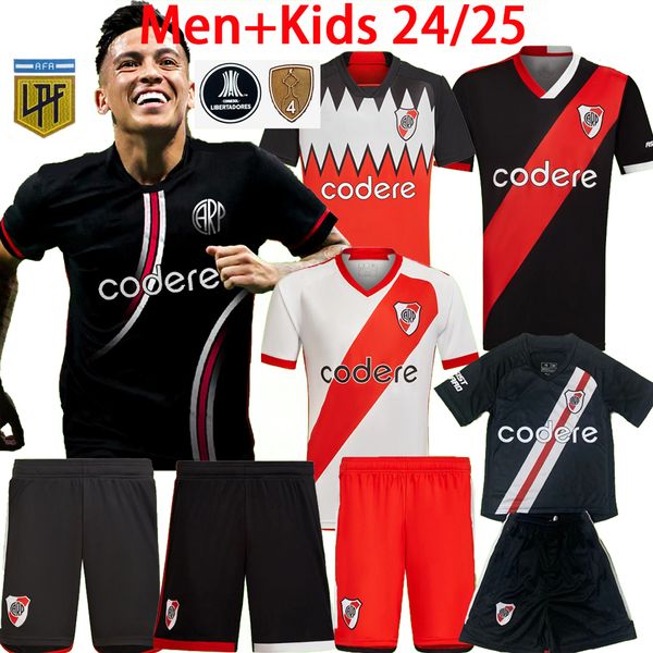 2023 2024 2025 River Plate camisas de futebol 23 24 25 LANZINI FERNANDEZ BARCO Palavecino BORJA M. SUAREZ DE LA CRUZ LIBERTADORES Home away Terceira camisas de futebol Homens Crianças