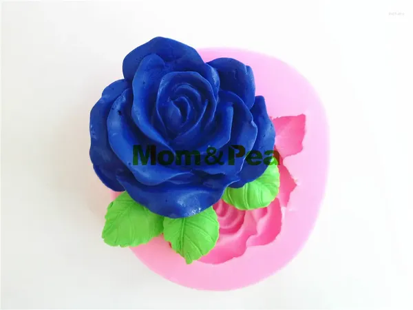 Moldes de cozimento MomPea 0003 Rose em forma de silicone sabão molde bolo decoração fondant 3d molde de grau alimentício