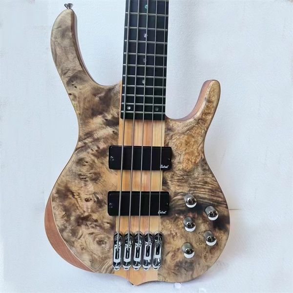 E-Gitarre Bass 5-saitig Naturfarbe Ebenholz Griffbrett Unterstützung Costomization Freeshippings