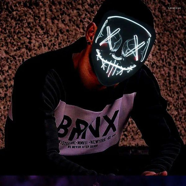 Parti Malzemeleri DJ Bar iskelet Maskeleri Neon Maske Hafif Glow Gece Korku Maskesi Parlayan Masker Evil Ghost Led Cadılar Bayramı Tam Yüz