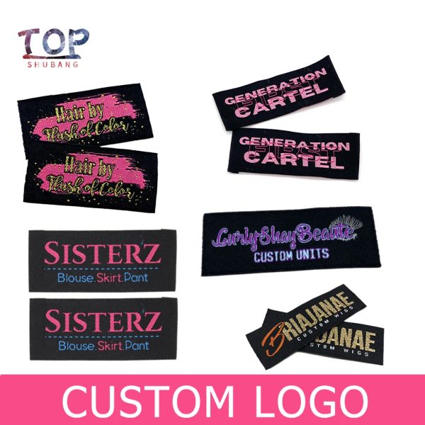 Acessórios logotipo de marca personalizado peruca etiqueta de costura etiqueta de lavagem de roupas etiqueta de impressão padrão marca de roupas