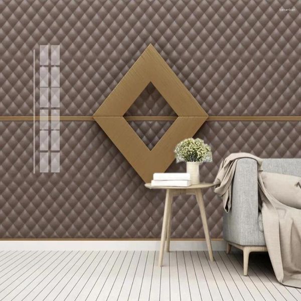 Wallpapers Milofi Custom 3D Modern Golden Geometrisch Rhombus Soft Pack TV-Hintergrund-Tapeten-Wandbild