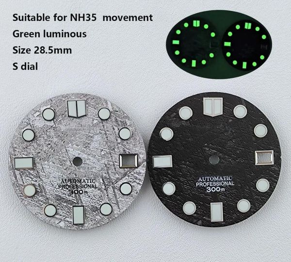Kits de reparo de relógio 28.5mm nh35 dial meteorito luminoso s mod peças para acessórios de movimento mecânico substituir