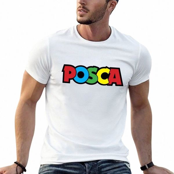 T-shirt di marca colorata mercato nera top estivi tinta unita bianca magliette da uomo z5Os #