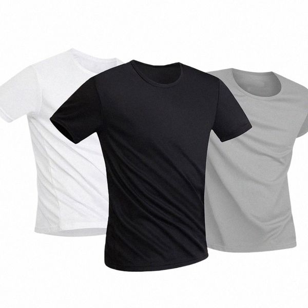 T-shirt da uomo impermeabili Camicie in spandex Camicie antimacchia in poliestere a prova di sporco Camicie a strati di base per lo sport T-shirt a maniche corte V87G #