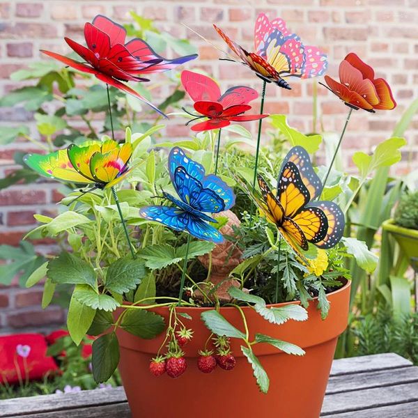 Decoração de festa decorações de borboletas 3d para casa 10pcs 25 cm de galho com bastão de vasos florais decoração de desktop de casamento