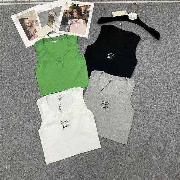 Tanques femininos Camis designer Womens T-shirt Tanque AnagrLoewCrop Designer t ShirtKnits TKnitted Sport Tops Lowewe Mulher Colete Yoga Tees Verde Tamanho l 1XJT