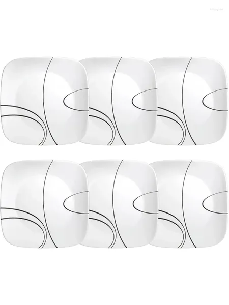 Set di pentole Corelle Simple Lines Set di stoviglie quadrate 6 pezzi