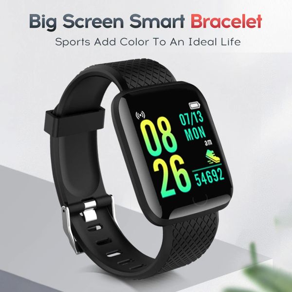 Smart Bracciale Men 116PLUS Pressione sanguigna Impermeabile Smartwatch Women Fitness Monitor Fitness Tracker Sport per Android iOS