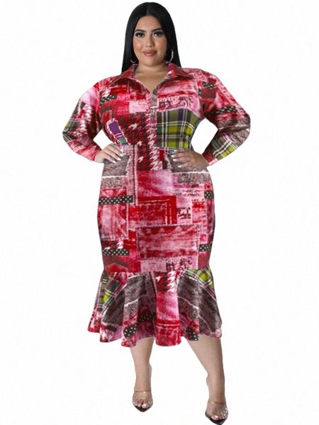 Wmstar Plus Size Dres per le donne stampato Tie Dye Fi Lg camicie a maniche Nuovo in autunno Maxi Dr Dropship all'ingrosso C8gp #