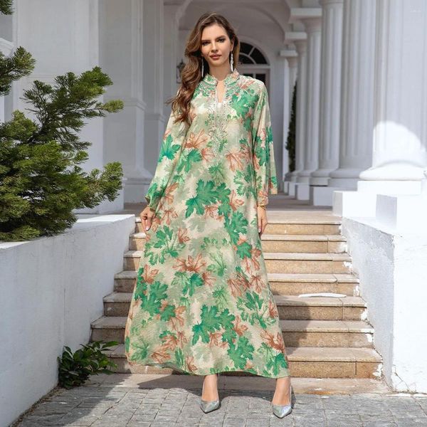 Abbigliamento etnico Medio Oriente Dubai Abito da sera Abaya Donne musulmane Ricamato Abito di moda Abiti casual con stampa elegante