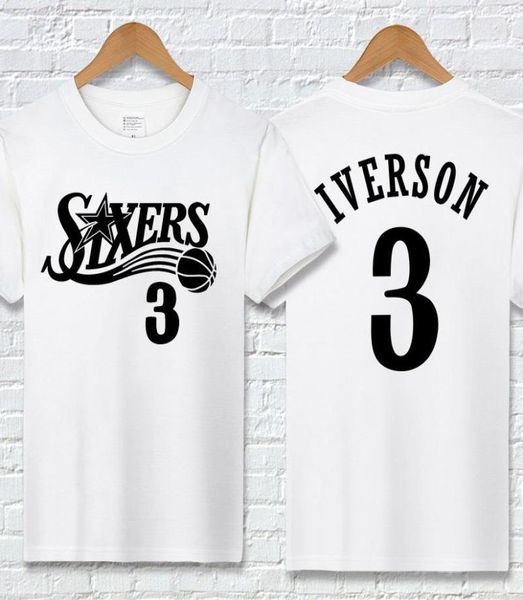 Novo verão equipe de basquete t camisa dos homens t camisa designer t camisa masculina iverson 76 carta impressão camisas casuais manga curta active7043955