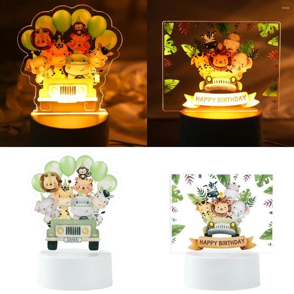 Fontes de festa personalizadas crianças animais led usb luz noturna nome personalizado lâmpada acrílica para bebê crianças quarto decoração de casa presente de aniversário