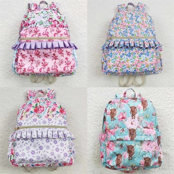 Backpack de menina por atacado Mochila Floral Daypack Crianças Crianças ao ar livre Kids portátil Bolsa da escola de flores 240401