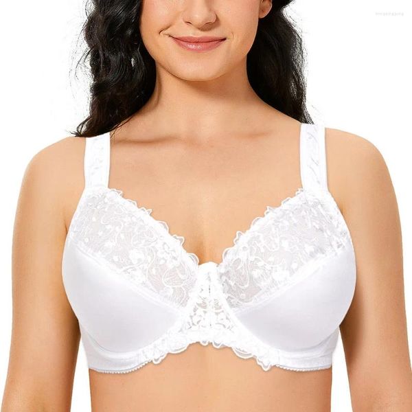 BRAS Kadınlar Underwire Dantel Seksi Nakış İç çamaşırı Kadınlar Artı Boyut İnce Sütyen Tam Bardak Bralette Büyük C D E F G H I J