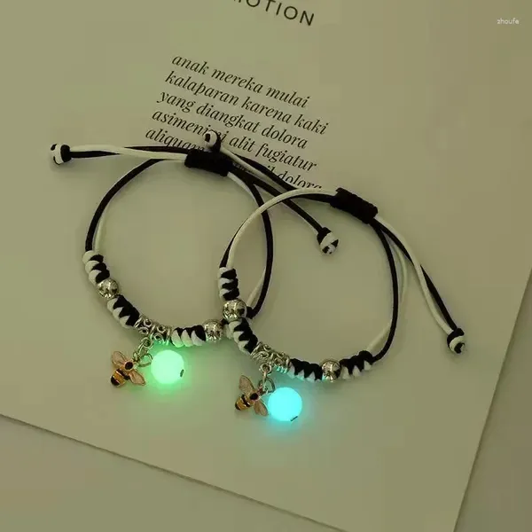 Braccialetti con ciondoli Braccialetto di corda con ciondolo luminoso per donne Uomini Coppia cuore fiore balena torre amicizia gioielli luminosi