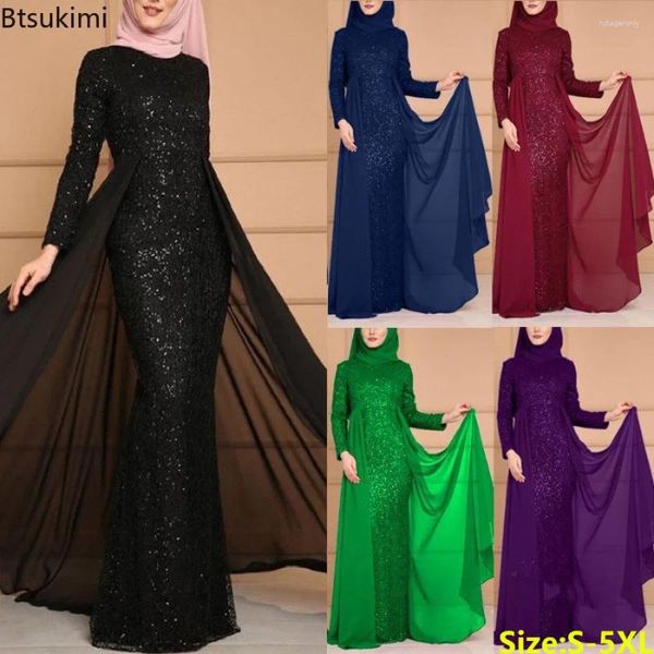 Roupas étnicas 2024 Design de luxo lantejoulas vestido longo para mulheres muçulmano abaya magro elegante vestidos de noite saudita árabe kaftan robe islam