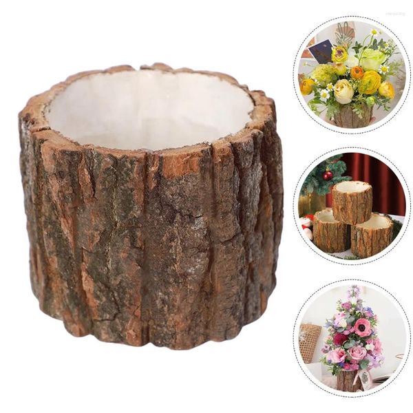 Vasi Simulato Ceppo Ceppo Fioriera Naturale Vaso Succulente Romanzo Vaso da Fiori in Legno