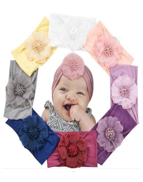 Nuovo bambino super morbido nylon fascia grande fiore principessa copricapo bambini bambini copricapo avvolge la testa accessori per capelli6068911