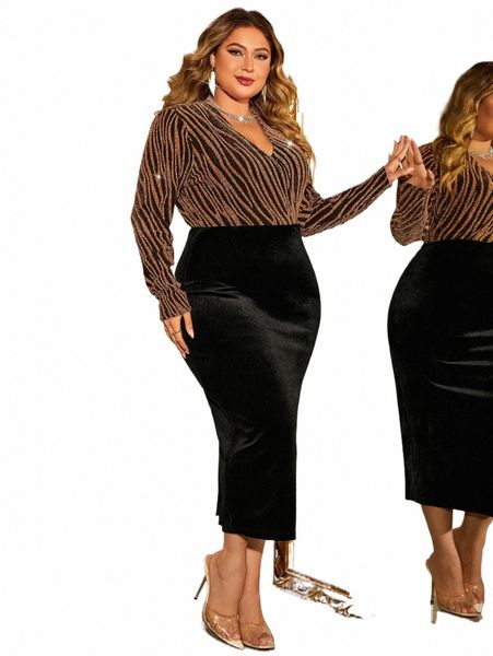 Elegante e bonito 4xl plus size mulher casamentos festa sexy noite festa dr decote em v costura manga lg dr navio livre 695y #