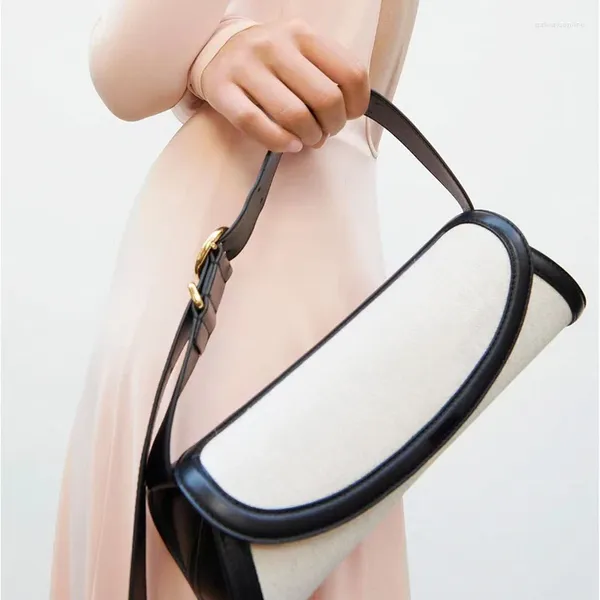 Bolsa de ombro em forma de barril crossbady sacos para mulheres retalhos lona bolsas mujer botão magnético bolsos único sac de femme