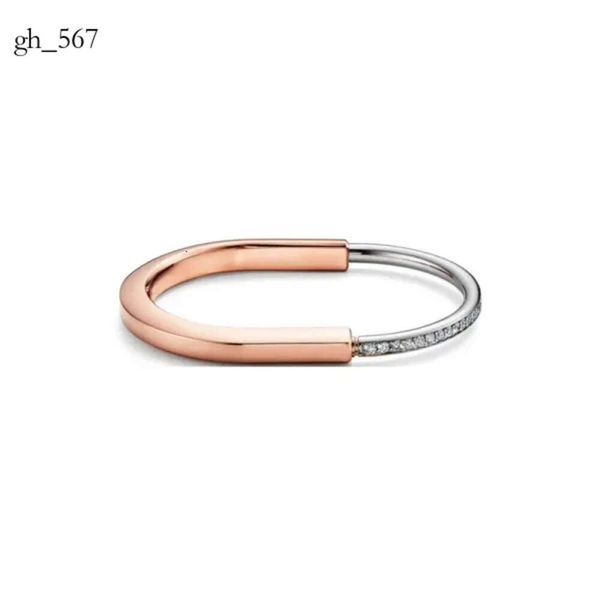 Designer Tiffanyset Charme Pulseiras de Alta Qualidade Tendência Marca Luxo Jóias TiffanyBracelet Mulheres Clássicos Geométrico Zircão Bloqueio Rose Gold Tiffancy 720