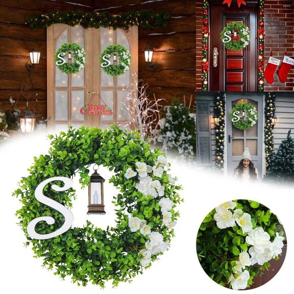 Flores decorativas 2024 palavra marca vento grinalda criativa luz da noite porta pendurado decorações de natal com furos