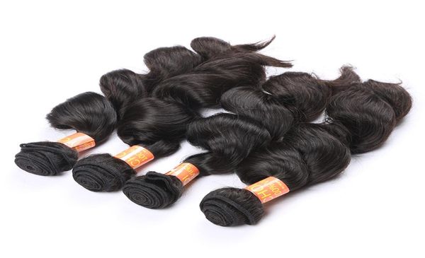 Estensioni dei capelli brasiliane 4 pezzi Trama di capelli sciolti stile riccio Colore naturale Vero brasiliano peruviano indiano malese capelli umani Remy 4313718