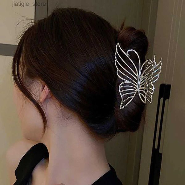 Заколки для волос Haimeikang Rhinestone Butterfly Barrettes Заколки для волос для женщин Элегантный держатель для хвоста Шпильки Зажимы Аксессуары для волос Y240329