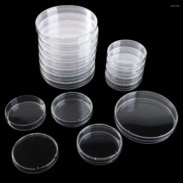 Garrafas de armazenamento científicas 55x15mm plástico transparente com tampas placa de cultura de bactérias placas de Petri estéreis transparentes