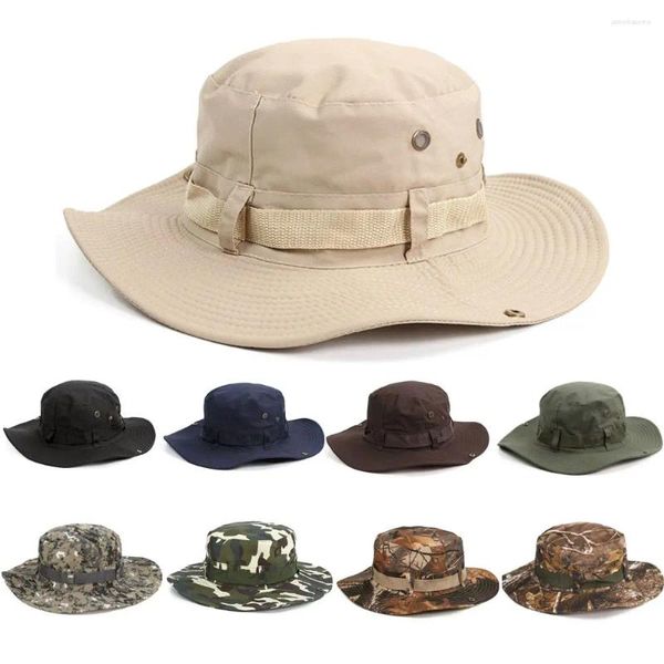 Berretti 1pc Cappello da sole solido da uomo per esterni Secchio Cargo Safari Bush Army Boonie Summer Jungle Berretto da pesca