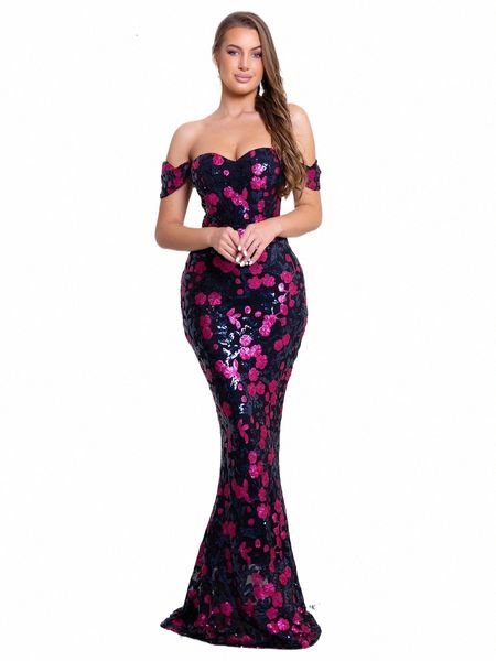 Romagic Trendy FR Pailletten Off Schulter Cocktail Prom Kleider Stretch Backl Lg Meerjungfrau Frauen Graduati Abend Dr P33t #