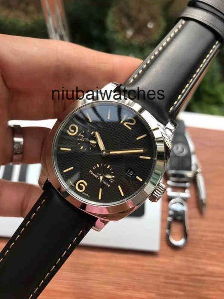 Uhr Qualität Mode Luxus Hohe Automatische Bewegung Edelstahl Lederband Armbanduhr Power Reserve 44mm Mann M8yj