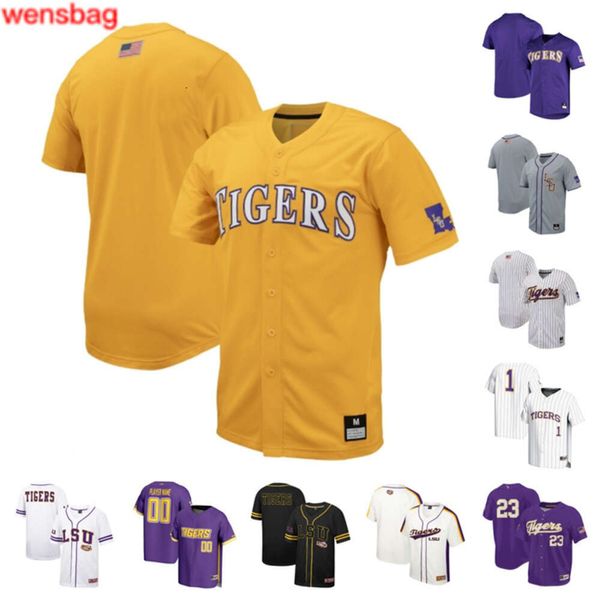 LSU 47 Tommy White 18 Tre Morgan 3 Dylan Crews 4 Thompson 8 Gavin Dugas camisa de beisebol 6 Brayden Jobert 24 Cade Beloso 22 Jared Jones 11 Josh Pearson costura personalizada