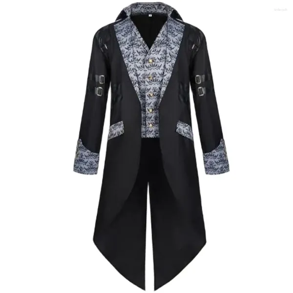 Мужские плащи Средневековая куртка в стиле стимпанк Вампир Дьявол Хэллоуин Косплей Костюм Готический викторианский дворянский смокинг костюм черное пальто