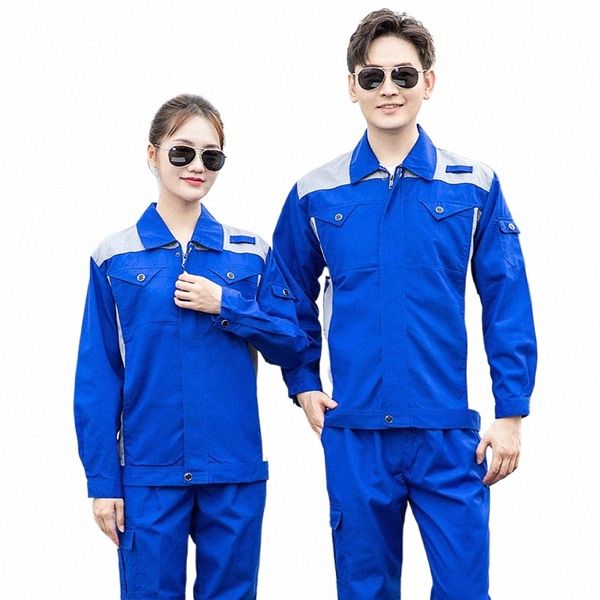 FI Fabrik Werkstatt Arbeitskleidung Ctrast Farbe Langlebige Arbeiter Uniformen Jacken mit Hosen Atmungsaktive Ingenieur Arbeitskleidung E7i1 #