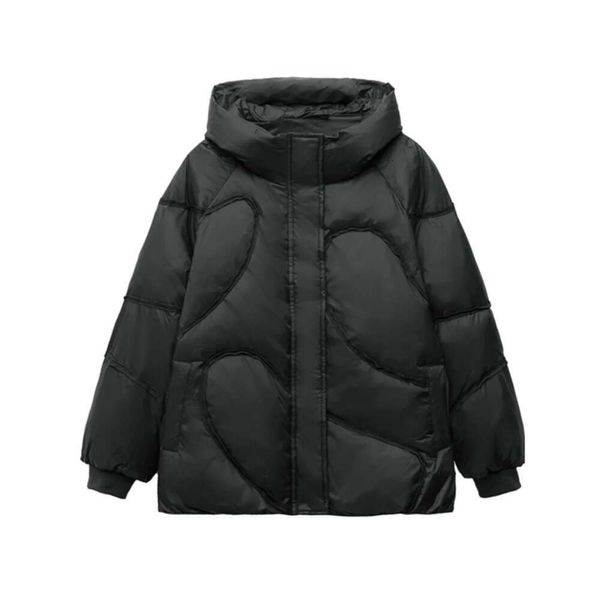 Giacca invernale da donna con linea pressata da donna, allentata casual, piumino oversize, femminile, con cappuccio, spesso, parka, abbigliamento da neve 2024