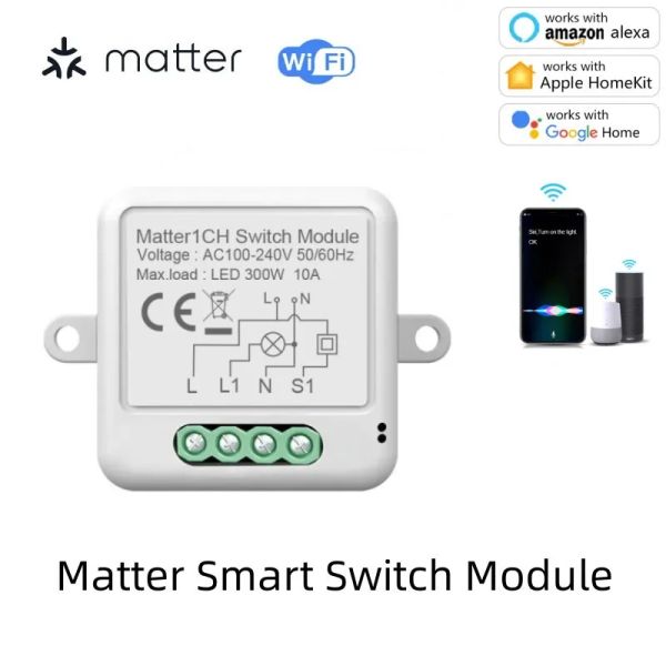 Kontrol Matter Akıllı Anahtar Modülü WiFi Kablosuz Protokol Uzak Röle Kırıcı Ev Otomasyonu DIY Modülü Siri Alexa Google ile Çalışır