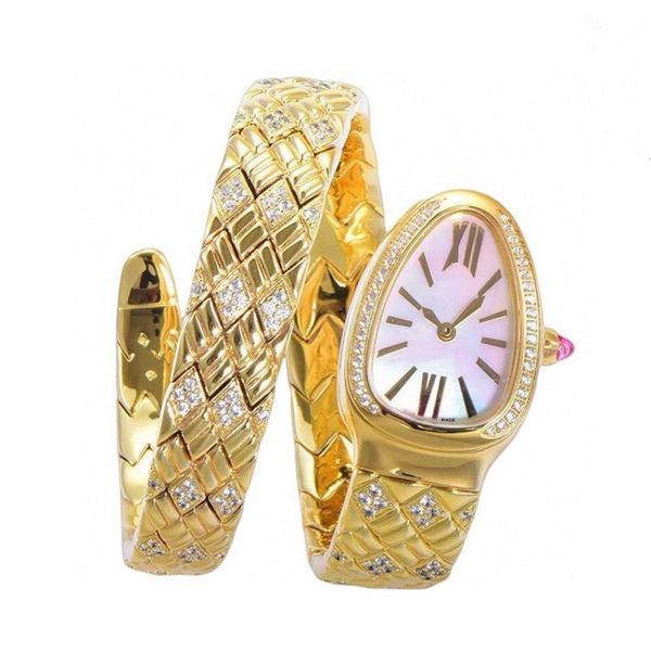 Ladies Quartz Relógio Dial Strap Set com Diamond Snake Shape Style Design 23x34mm Tamanho Sport Series Womens Womens Women