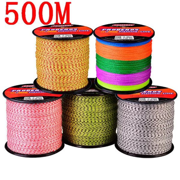 Linhas proberos assist hook line fishline 4 stands 500m/547 jardas linha de pesca 4 tece linhas trançadas 100lb pe multifilamento de pesca