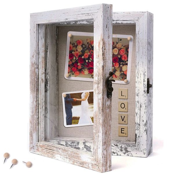 Frame Shadow Box Frame mit abnehmbaren Regalen, Fotorahmen tief, 45 cm, 3D-Display, Memory-Bilderrahmen für Fotos, Bilder, Blumen, Hochzeit