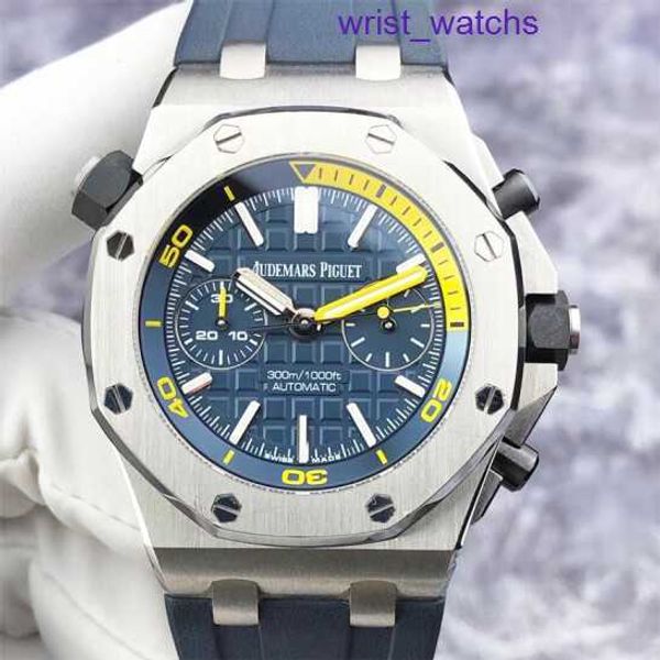 AP Mechanische Armbanduhr Royal Oak Offshore Series 26703ST Herrenuhr, blaues Zifferblatt, gelber Tauchring, 42 mm automatische mechanische Uhr