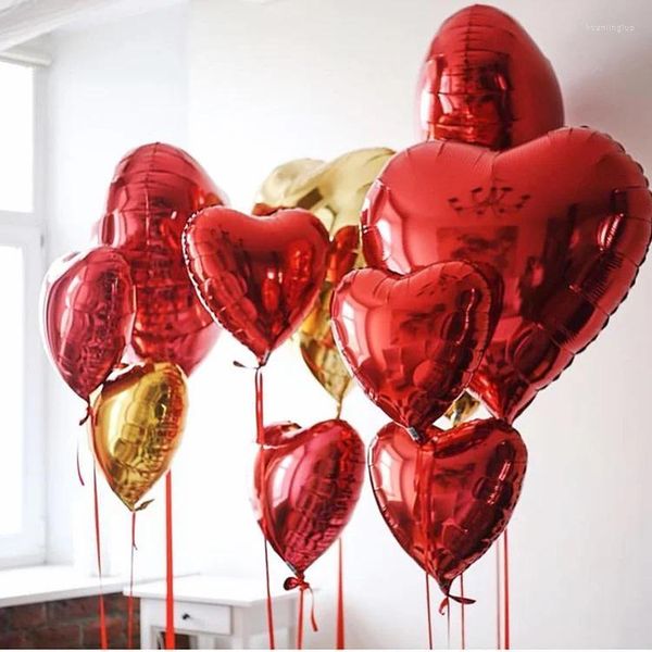 Partydekoration 18 Zoll reine Farbe Liebesballons Rotes Herz Ballon Aluminiumfolie Ballons für Hochzeit Valentinstag Globos