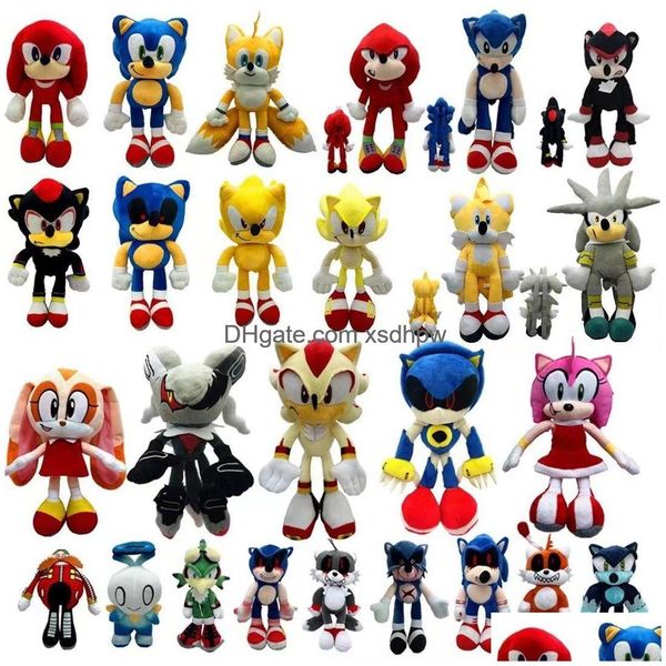 Animais de pelúcia recheados atacado 25-45cm Sonic Hedgehog P Toy Childrens Play Companion Cute Backpack Holiday Gift Drop Delivery Brinquedos Dh9J8