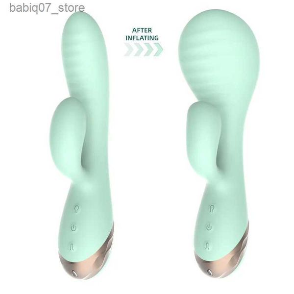 Outros itens de massagem Produto adulto coelho vibrador inflável G-Spot Nipple estimula a masturbação do clitóris feminino casais brinquedo sexual orgástico Q240329