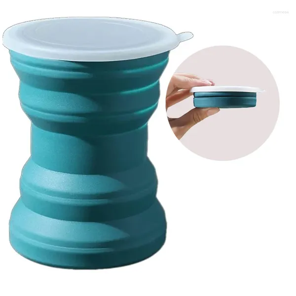 Copos pires criativo original copo portátil silicone dobrável com tampa viagem lavagem boca resistente ao calor água café para acampamento ao ar livre