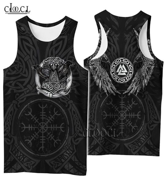 CLOOCL Canotta con stampa 3D Canotta simbolo vichingo Tatuaggio Raven Streetwear Gilet senza maniche Uomo Donna Casual Fitness Drop 2204196953237