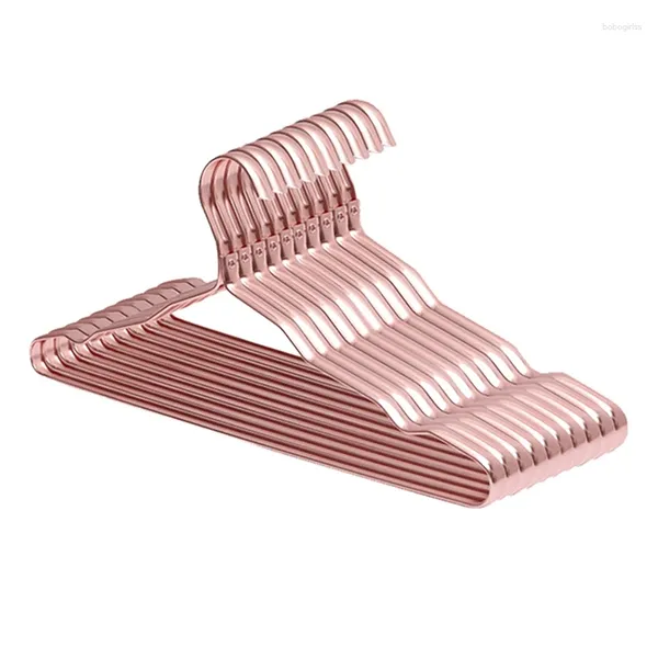 Cabides 10pcs cabide de liga de alumínio roupas antiderrapante rack de secagem de metal com roupas de entalhes