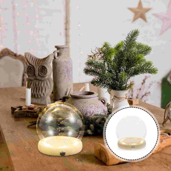 Vasos feitos à mão capa de vidro preservado flor vaso natal claro cúpula cloche display madeira eterna caso armário da criança